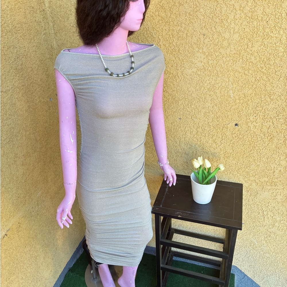 SHEIN Chic Tan Midi Dress